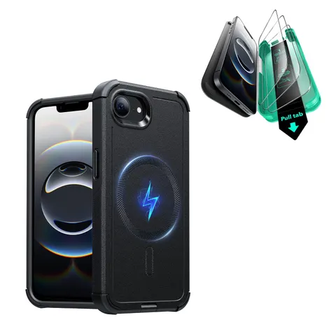 iPhone 16e HaloLock Cyber Tough Case - Black - Black – Bild 2