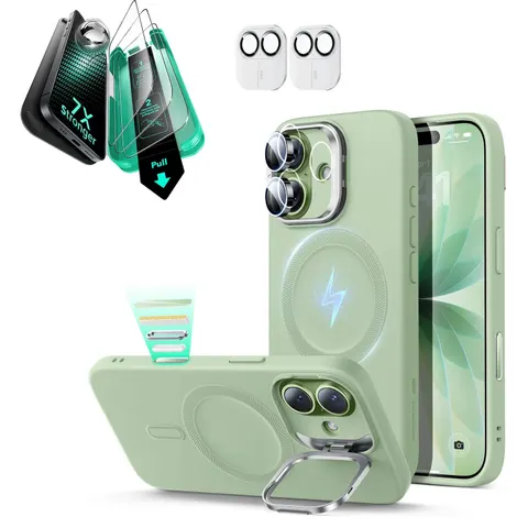 iPhone 17 Cloud Soft Magnetic Case (Camera Control, Stash Stand) Armorite Protection Bundle - Sage Green - Sage Green – image 2