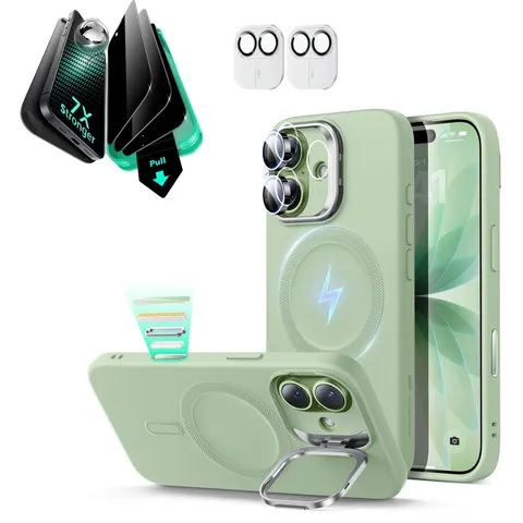 iPhone 17 Cloud Soft Magnetic Case (Camera Control, Stash Stand) Armorite Privacy Protection Bundle - Sage Green - Sage Green – image 2