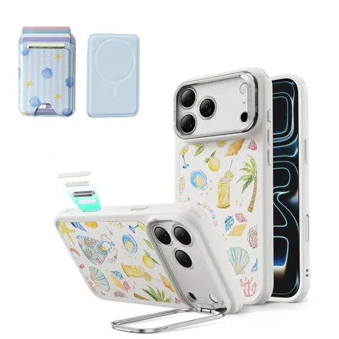 iPhone 17 Pro Max Bundle Classic Hybrid Magnetic Case (Camera Control, Stash Stand) & Classic Magnetic Wallet - Coastal Summer - Coastal Summer – image 2