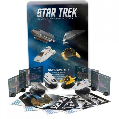 Shuttlecraft Set 6 (Sphinx Workpod, Type-18 Shuttlepod, Galileo-type Shuttlecraft "Hawking" and Janeway's Armored Shuttle) Model Die Cast Ship – image 2