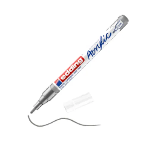 Acrylmarker edding e-5300 fijn zilver – afbeelding 3