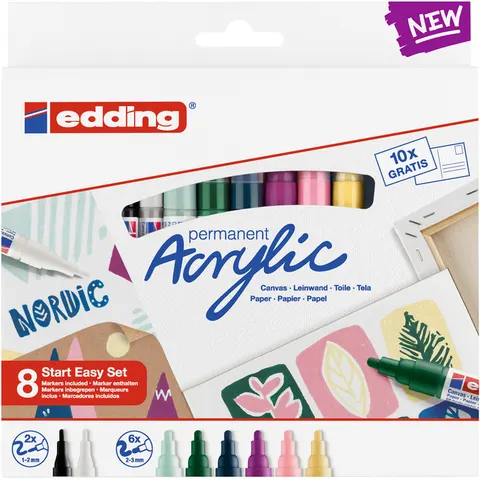 Acrylmarker edding starterskit klein Scandinavisch – afbeelding 2