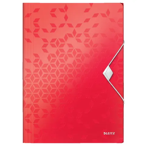 Elastomap Leitz WOW A4 3 kleppen PP rood – afbeelding 3