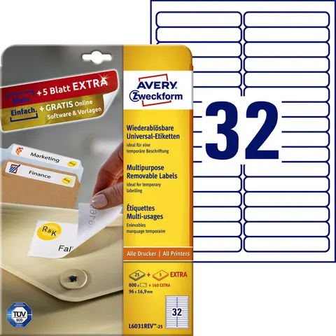 Avery Removable Labels 96 x 16,9mm (25) – afbeelding 3