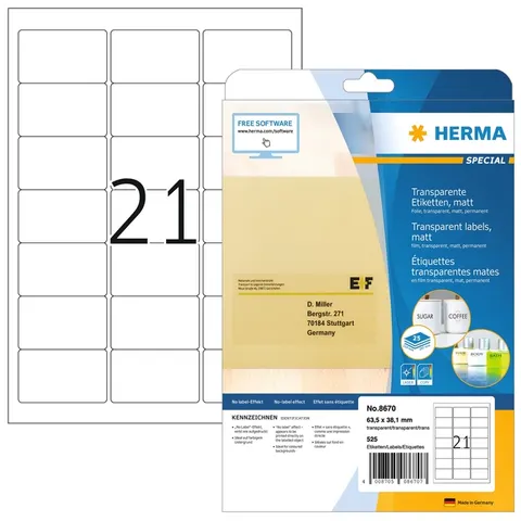 HERMA 8670 adreslabels Transparant – afbeelding 3