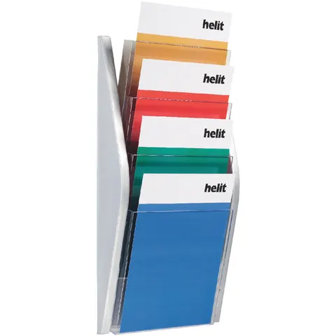 Folderhouder Helit wand 4xA4 zilver – afbeelding 3