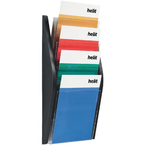 Folderhouder Helit wand 4xA4 zwart – afbeelding 3