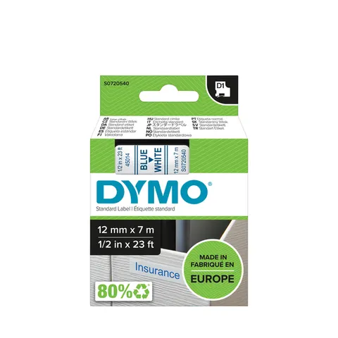 Labeltape Dymo LabelManager D1 polyester 12mm blauw op wit – afbeelding 3