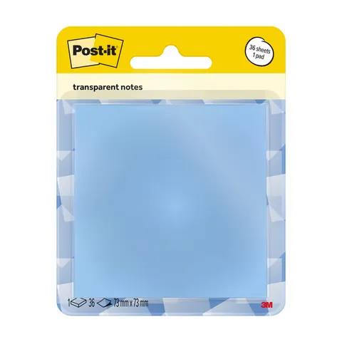 Memoblok Post-it 3M 73x73mm Transparant blauw – afbeelding 2