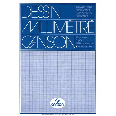 Millimeterblok Canson A3 90GR Blauw – afbeelding 2