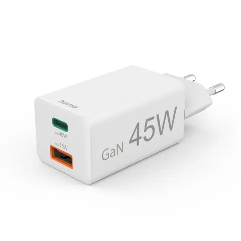 Oplader Hama USB-C/USB-A Mini PD 45W wit – afbeelding 3