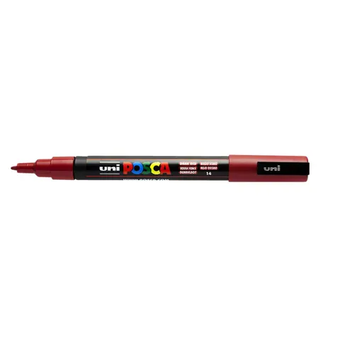 Verfstift Posca PC3M F donkerrood – afbeelding 3