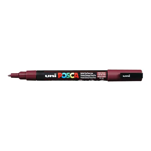 Verfstift Posca PC3M F wijnrood – afbeelding 3