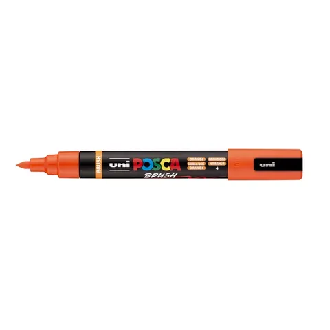 Uni Posca Brushmarker 5M Oranje – afbeelding 3