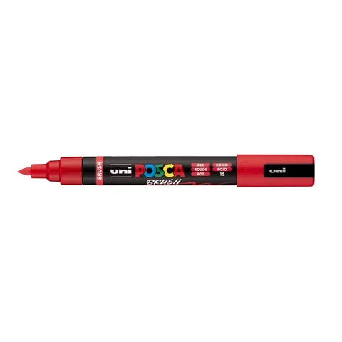 Uni Posca Brushmarker 5M Rood – afbeelding 3