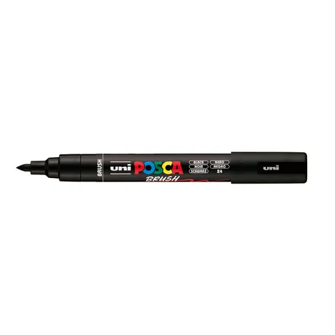 Uni Posca Brushmarker 5M Zwart – afbeelding 3