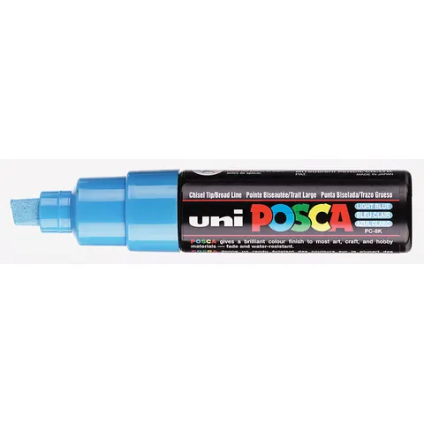 Paintmarker Uni POSCA PC8K breed schuin lichtblauw – afbeelding 3