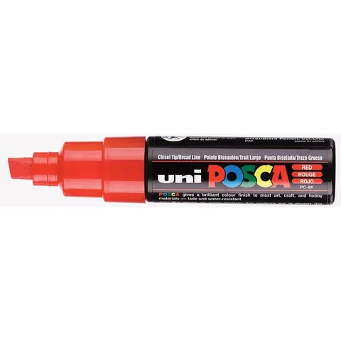 Paintmarker Uni POSCA PC8K breed schuin rood – afbeelding 3