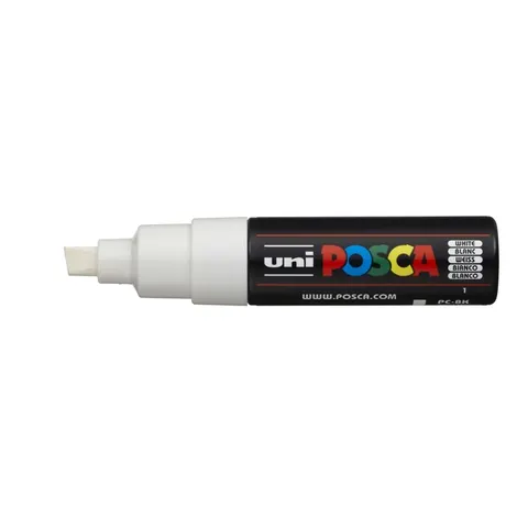 Paintmarker Uni POSCA PC8K breed schuin wit – afbeelding 3