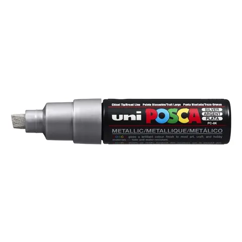 Paintmarker Uni POSCA PC8K breed schuin zilver – afbeelding 3