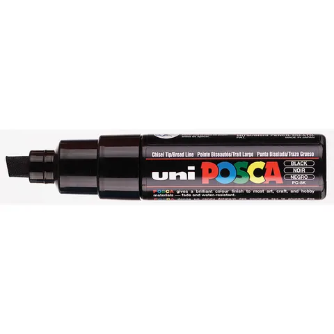 Paintmarker Uni POSCA PC8K breed schuin zwart – afbeelding 3