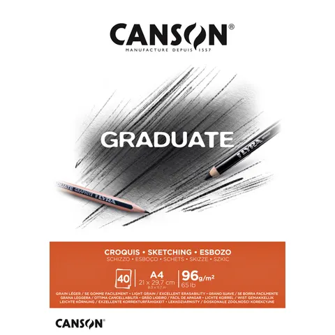 Schetspapier canson graduate sketch 96gr a4 wit – afbeelding 3