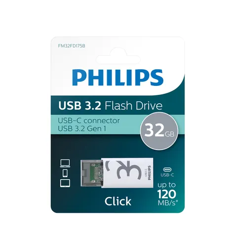 USB stick 3.2 Philips Click USB-C 32GB grijs – afbeelding 3