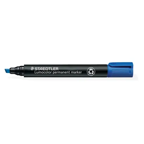 Viltstift Staedtler Lumocolor 350 permanent schuin blauw – afbeelding 3