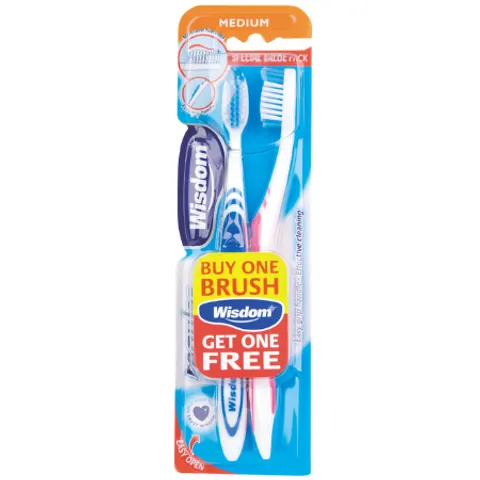 Wisdom Regular Plus Medium Tandenborstel - 2 stuks – afbeelding 3