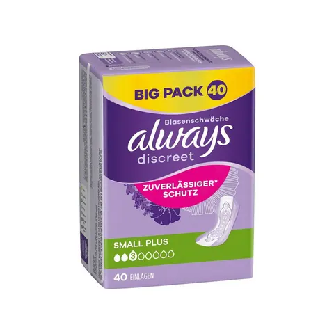 always Discreet Inkontinenz Small Plus Big Pack 40 Inkontinenz-Einlagen – Bild 2