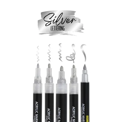 ONLINE® Silver Lettering Acrylstifte-Set Silber – Bild 2