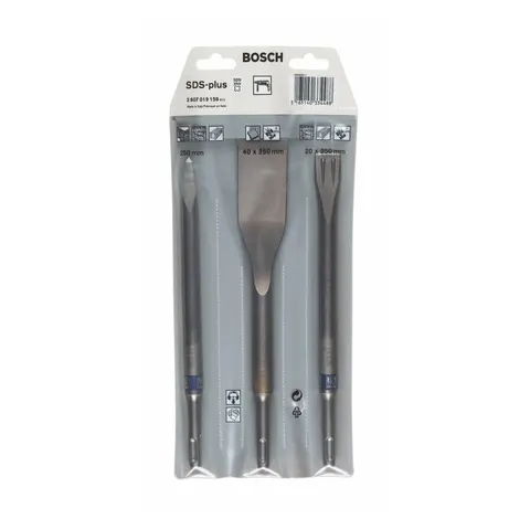 Bosch Professional Bohrer- und Meißelsatz Meißel Set SDS-plus 3tlg. (2607019159) Flach / Spitz – Bild 2