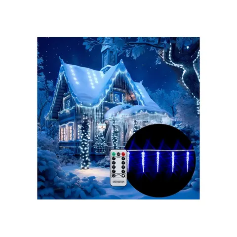 monzana® Lichterkette Eiszapfen Blau 13m – Bild 2