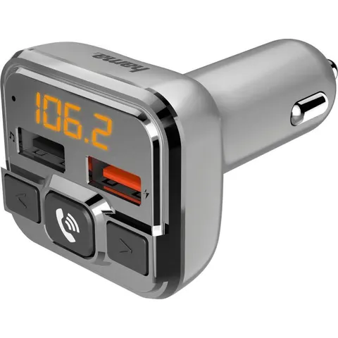 Hama Bluetooth-Adapter "FM-Transmitter mit Bluetooth- und Freisprechfunktion Transmitter", silber (silberfarben), B:9cm H:4,1cm T:23cm, Adapter, Bluetooth-Adapt – Bild 3