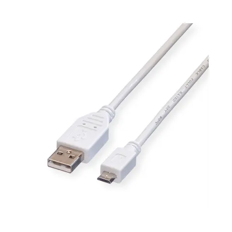 VALUE USB 2.0 Kabel, USB A ST - Micro USB B ST, weiß, 0,15 m – Bild 2