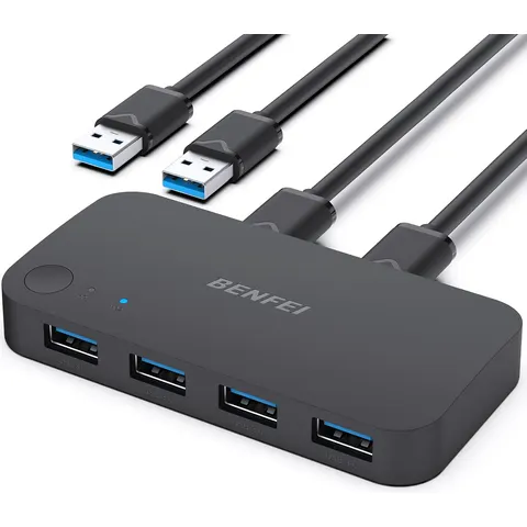 Switch USB Benfei, 4 x USB-A 3.0, Nero – immagine 2