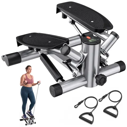 HOMCOM Mini Stepper W/Arm Cord-Black/Silver Grey – image 2
