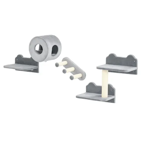 Premium Wall-Mounted Cat Tree - Platforms, Steps, Perch, Cat House - Grey – image 2