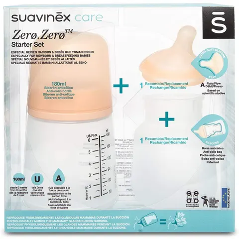 Suavinex Zero.Zero 180ml A Flow Starterset SXZBRF067409 – afbeelding 3
