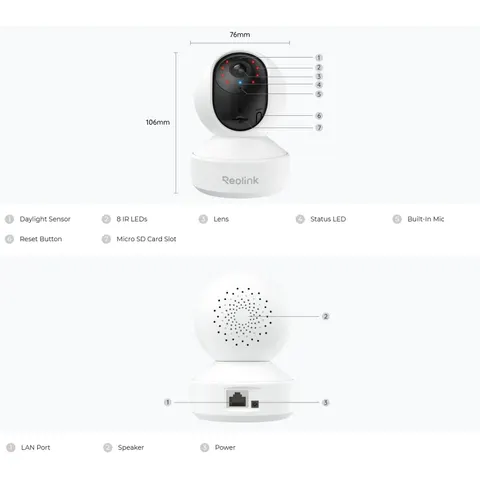 Caméra intérieure - REOLINK - E330 - 5MP - Blanc – image 2