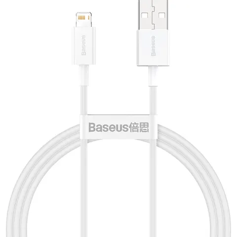 Baseus Lightning kabel Superior Fast Charge 2.4A - 1 meter - Wit – afbeelding 2