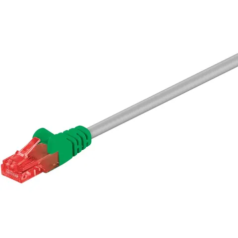 Goobay CAT 6 Crossover Patch Cable, U/UTP, grey, green 2 m – afbeelding 2