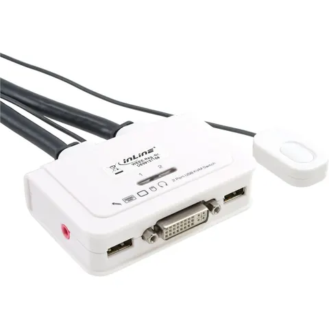 InLine® 2-Poorts Kabel KVM-switch, DVI-D, USB, met audio – afbeelding 2