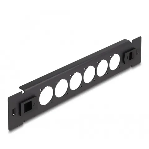 Delock 10 inch patch panel | voor 6 D-type modules | 1U | toolfree | zwart – afbeelding 2