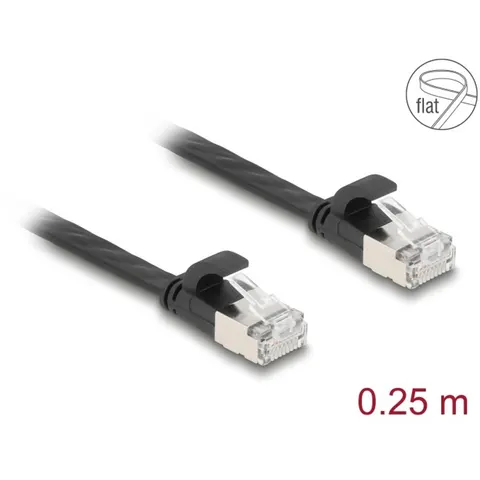 Delock RJ45 Flat Patch Cable plug to plug Cat.6A 0.25 m black – afbeelding 2