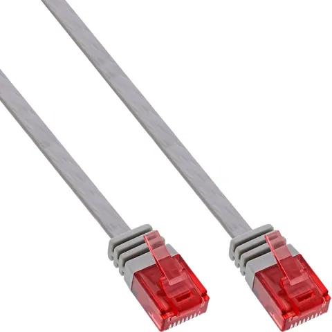 InLine® Patchkabel plat, U/UTP, Cat.6, grijs, 1m – afbeelding 2