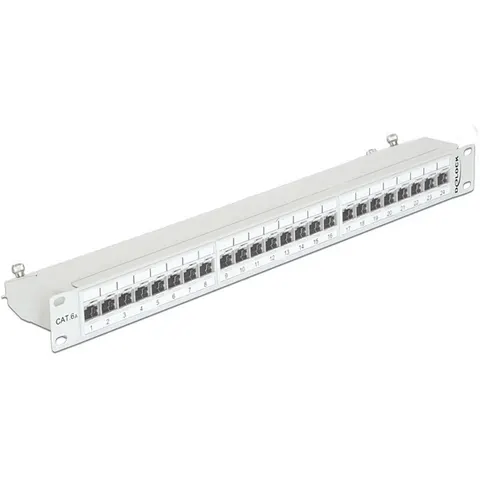 Delock 19 inch patch panel | 24x RJ45 | CAT6a | STP | 1U | grijs – afbeelding 2