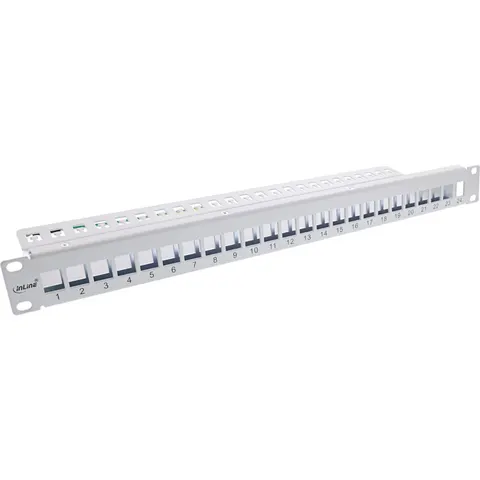InLine® patchpaneel 24-voudig, Keystone leeg patchpaneel, 19, 1U, lichtgrijs – afbeelding 2