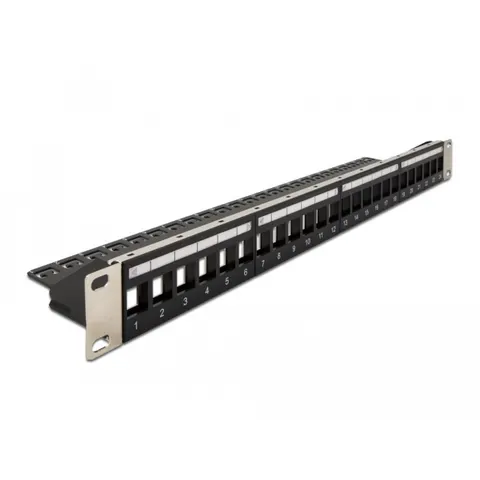 Delock 19″ Keystone Patch Panel 24 port with strain relief black – afbeelding 2